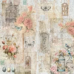 Distressed Florals - 12x12 Aged Paper Pad