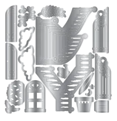 Stamp, Die and Stencil Set - Staircase Scene