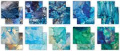 Essential Craft Papers - 8x8 Paper Pad - Ink Drops Ocean