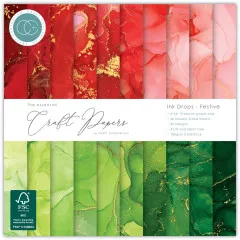Essential Craft Papers - 6x6 Paper Pad - Ink Drops Festive