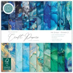 Essential Craft Papers - 6x6 Paper Pad - Ink Drops Ocean 2