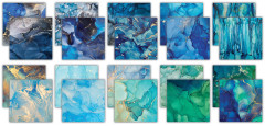 Essential Craft Papers - 6x6 Paper Pad - Ink Drops Ocean 2