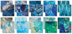 Essential Craft Papers - 12x12 Paper Pad - Ink Drops Ocean 2