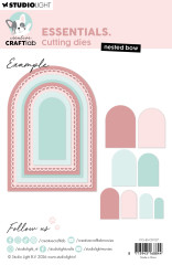 Beispielbild Nested Bow Stanzformen: ausgestanzte Bogenformen in Rosa und Mint in verschiedenen Größen