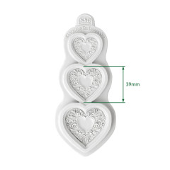 Katy Sue Designs - Silicone Mould - Ornate Heart Trio
