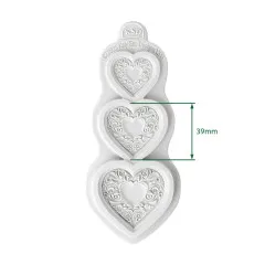 Katy Sue Designs - Silicone Mould - Ornate Heart Trio