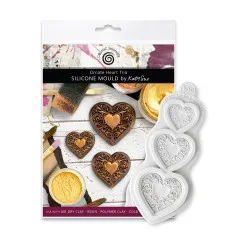 Katy Sue Designs - Silicone Mould - Ornate Heart Trio