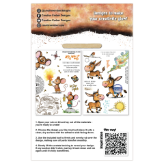 Rückseite der Verpackung der Rub-Ons The Travelers New Adventure mit Anleitungs-QR-Code und Holzstab