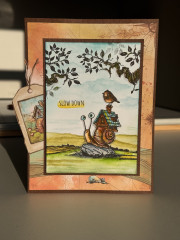 Handgemachte Grußkarte gestaltet mit dem Clear Stamps Set Slow Down und Aquarellfarben