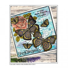 Unmounted Rubber Stamps - Butterfly and Rose