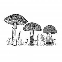 Unmounted Rubber Stamps - Happy Mushrooms