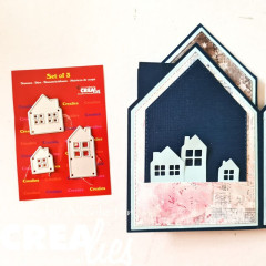 CREAlies Cardzz - Nr. 627 - Double Card House with Windows