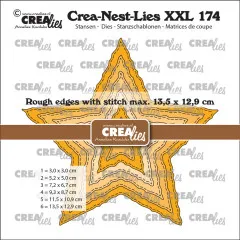 Crea-Nest-Lies XXL Stanze - Nr. 174 - Rough Stars with Stitch Lines