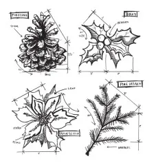 Tim Holtz Cling Stamps - Christmas Blueprint 4
