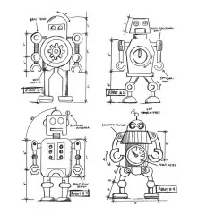 Cling Stamps by Tim Holtz - Robots Blueprint