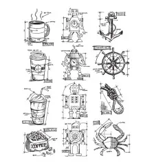 Cling Stamps Tim Holtz - Mini Blueprint 9