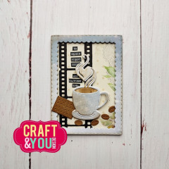 Craft and You - Cutting Dies - ATC Frame with a Cup of Coffee