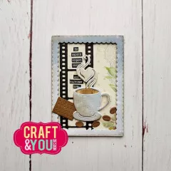 Craft and You - Cutting Dies - ATC Frame with a Cup of Coffee