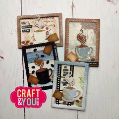 Craft and You - Cutting Dies - ATC Frame with a Cup of Coffee