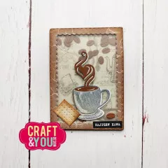 Craft and You - Cutting Dies - ATC Frame with a Cup of Coffee