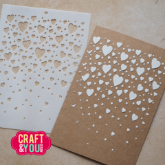Craft and You - Stencil - Floating Hearts