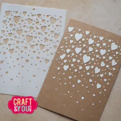 Craft and You - Stencil - Floating Hearts