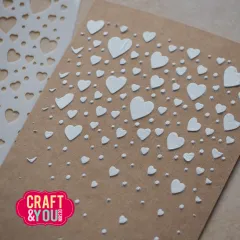 Craft and You - Stencil - Floating Hearts