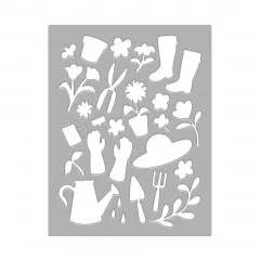 Hero Arts Fancy Dies - Gardening Tools & Flowers Cover Plate