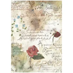 Stamperia Rice Paper - Flowers and Poems - Pattern