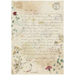 Stamperia Rice Paper - Flowers and Poems - Handmade Letter