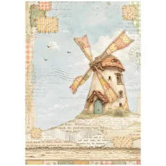 Stamperia Rice Paper - Cozy Family - Windmill