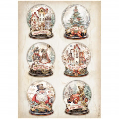 Stamperia Rice Paper - Gear up for Christmas - Snowglobes