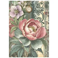 Stamperia A6 Mini Rice Paper - Gardens of Time by Antonis Tzanidakis -