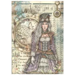 Stamperia A6 Mini Rice Paper - Gardens of Time by Antonis Tzanidakis -