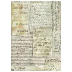 Stamperia A6 Rice Paper - Symphony by Sara Alcobendas - Backgrounds