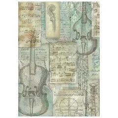 Stamperia A6 Rice Paper - Symphony by Sara Alcobendas - Backgrounds
