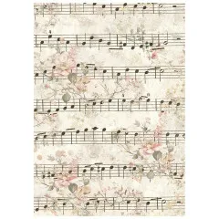 Stamperia A6 Rice Paper - Symphony by Sara Alcobendas - Backgrounds