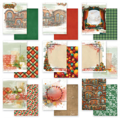 Alle Designs des 6x8 Pack: Werkstatt-Fassaden, Fenster, Karos, Lichterketten und Ho-Ho-Schrift