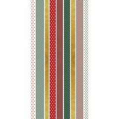 Washi-Streifen in Rot, Grün und Gold mit Chevron, Punkten, Streifen und Tannenmuster