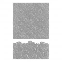 Spellbinders - 3D Embossing Folder - Luxe Backdrop and Border