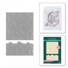 Spellbinders - 3D Embossing Folder - Luxe Backdrop and Border