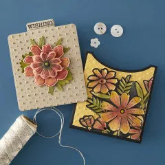 Spellbinders - 3D Embossing Folder - Tabbed Classics - Polka Dot & Posy Duo