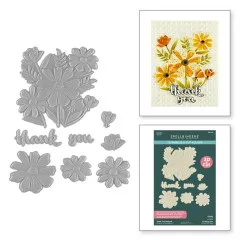 Spellbinders - 3D Emboss & Cut Folder - Tabbed Classics - Thank You Bouquet