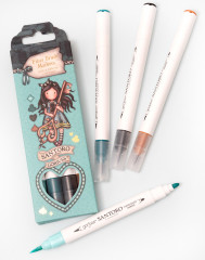 Gorjuss Wonderland Fiber Brush Marker - Blues/Black/Brown