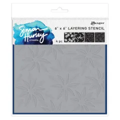 Simon Hurley 6x6 Layering Stencil - Festive Poinsettias