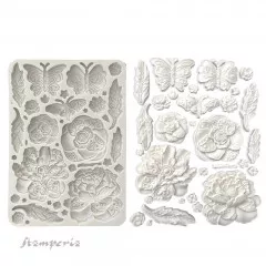 Silicone Mould A5 - Old Lace - Butterfly and Flowers