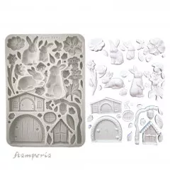 Silicone Mould A5 - Rabbit and Flowers