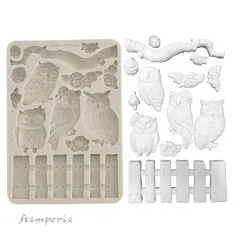 Silicone Mould A5 - The Owl's House - Owls and Branch