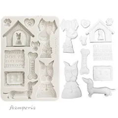 Silicone Mould A5 - Furry Friends - I Love My Dog