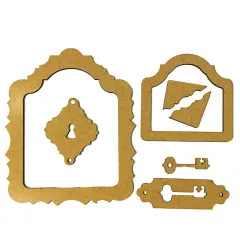 MDF Crafty Shapes Blanks - Alice in Christmas - Frame and Key